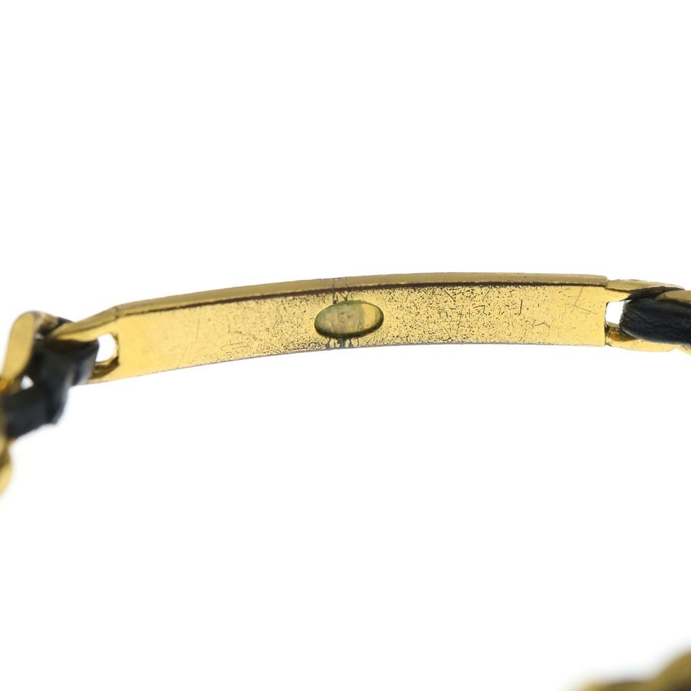 CHANEL(シャネル) チェーンブレスレット ブラック×ゴールド レザー×GP レディース