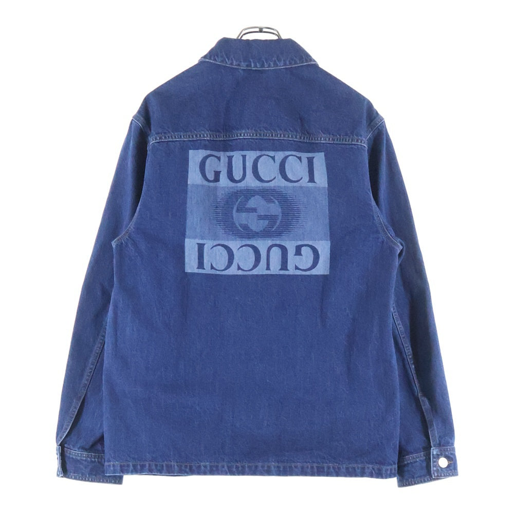 GUCCI(グッチ) レーザーディテール バックロゴプリント デニム トラッカージャケット インディゴ 789129 レディース