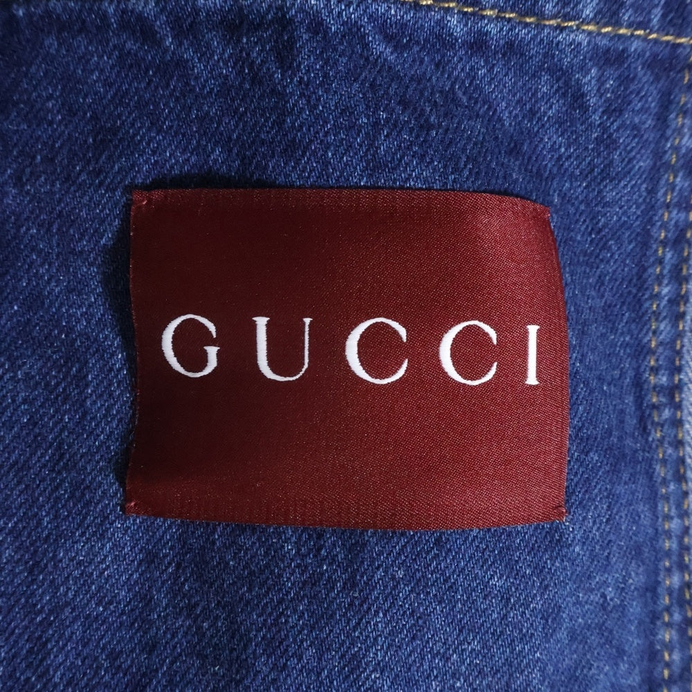 GUCCI(グッチ) レーザーディテール バックロゴプリント デニム トラッカージャケット インディゴ 789129 レディース