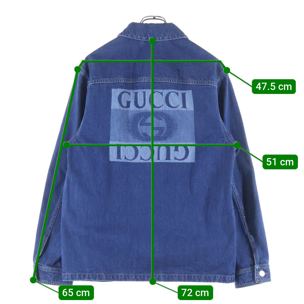 GUCCI(グッチ) レーザーディテール バックロゴプリント デニム トラッカージャケット インディゴ 789129 レディース