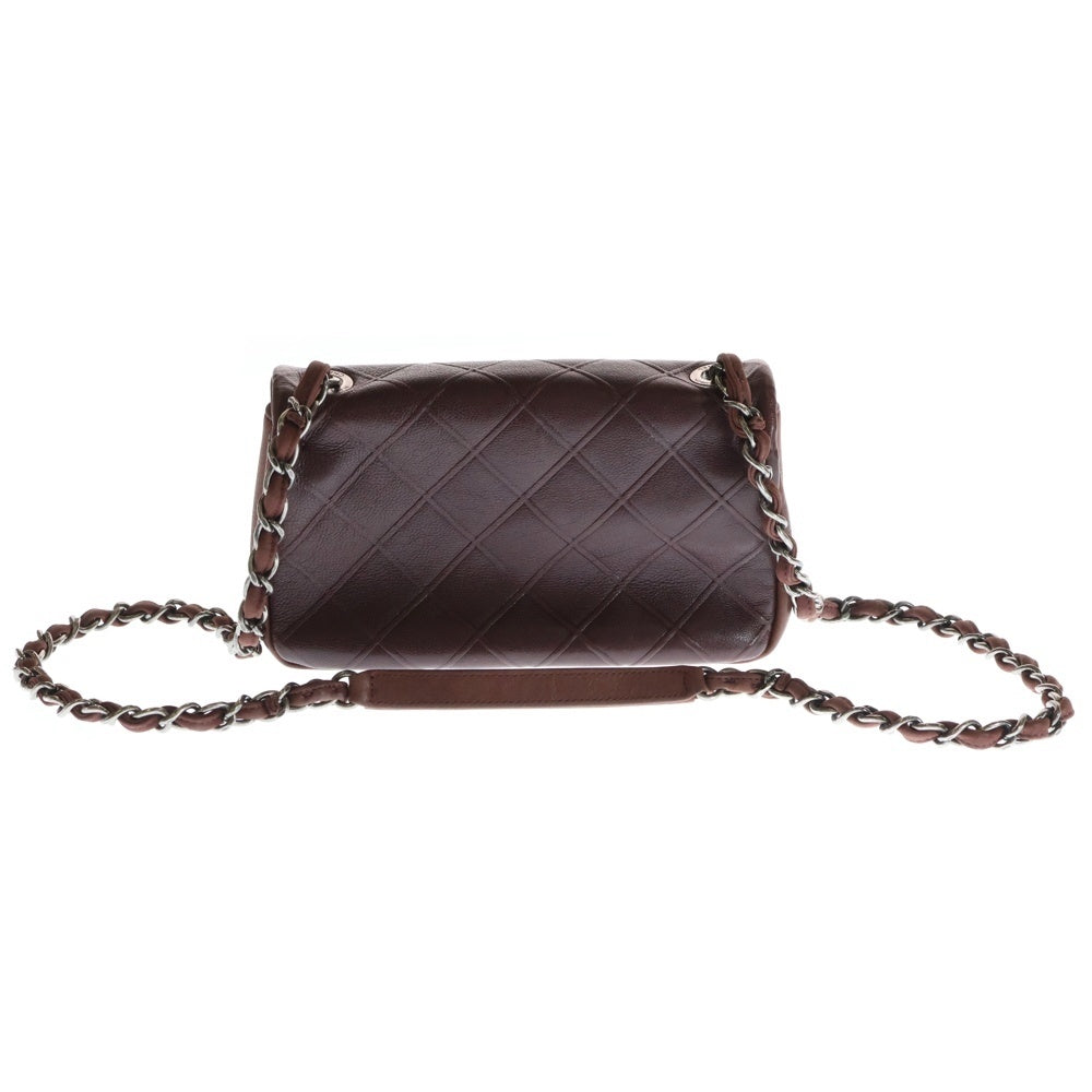 CHANEL(シャネル) マトラッセ22 ココマーク ターンロック レザー Sフラップ シングル チェーンショルダーバッグ シルバー金具 ブラウン 18番台 レディース