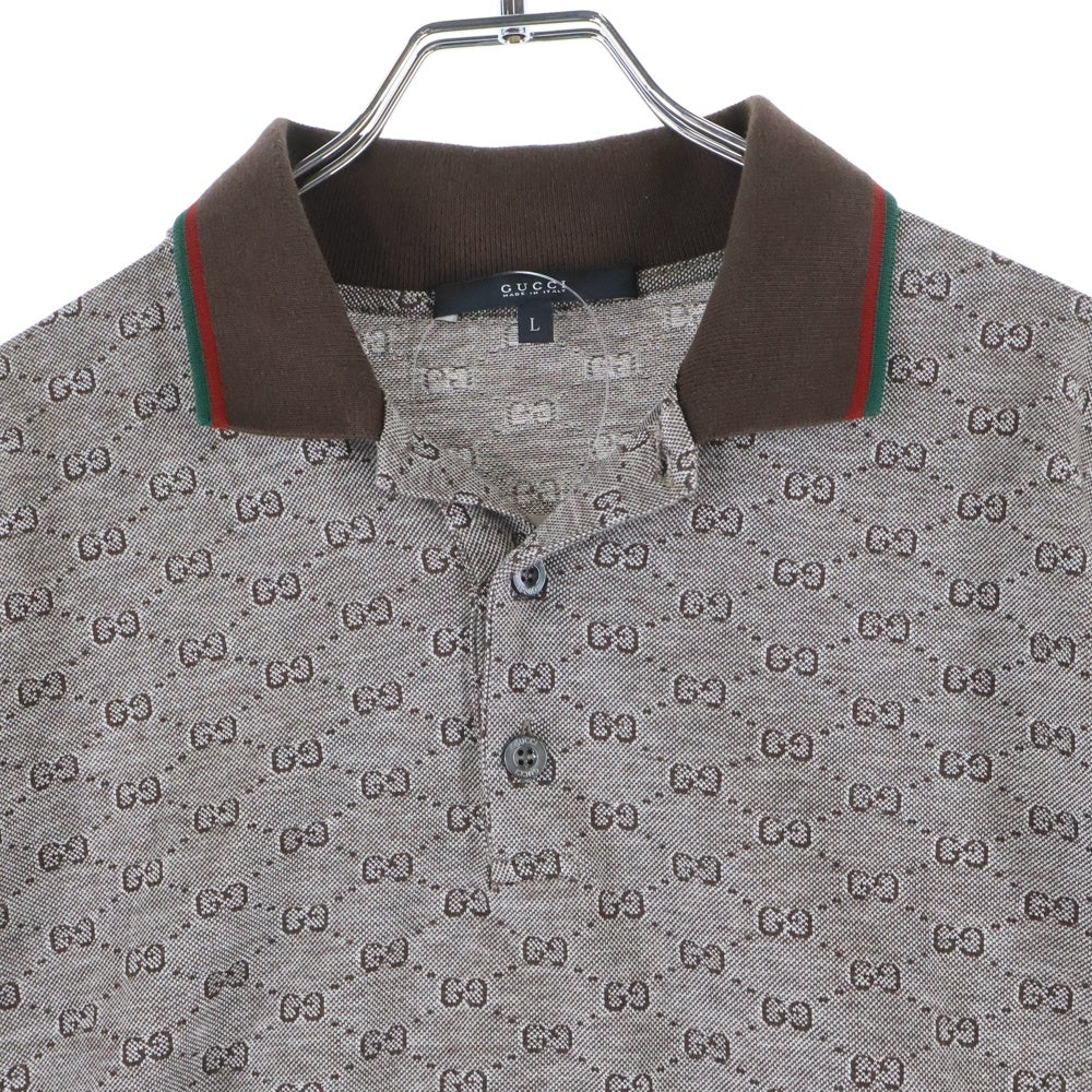 GUCCI(グッチ) GG総柄 コットン 半袖 ポロシャツ ブラウン 251623 レディース