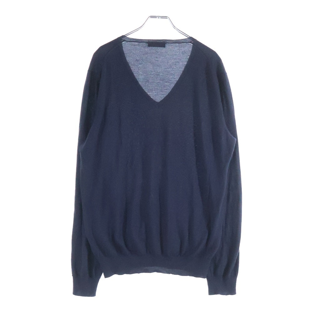 ●11万プラダ高級ラインカシミア混ジップニット厚手セーター●良美品 PRADA(プラダ) 11AW シルク混 カシミヤ Vネック プルオーバー 長袖