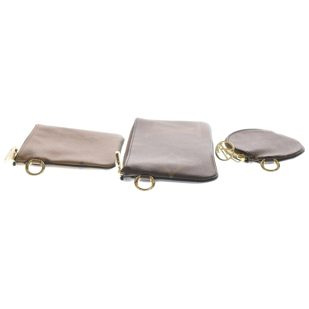LOUIS VUITTON(ルイヴィトン) モノグラム ポシェットトリオ セカンドバッグ バッグチャーム ポーチ ケース ブラウン PVC M68756 ゴールド金具 レディース