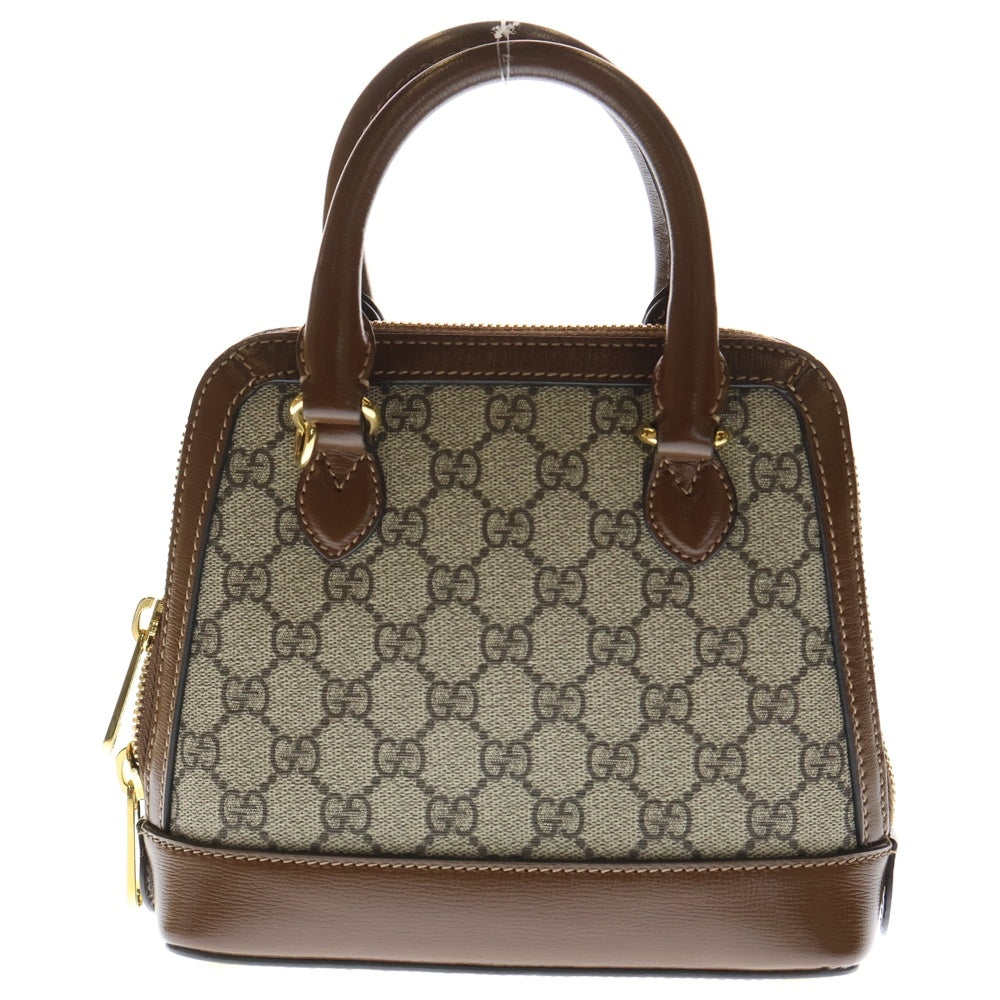 GUCCI(グッチ) GGスプリーム ミニ トップハンドルバッグ 2WAY レザーハンドバッグ ショルダーバッグ ブラウン 640716 レディース