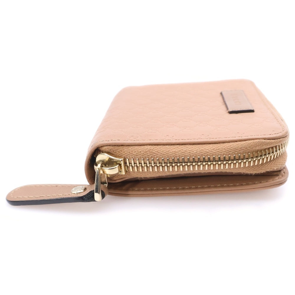 GUCCI(グッチ) マイクロ グッチシマ 二つ折り財布 コンパクトウォレット コインケース ベージュ レザー 449395 ゴールド金具