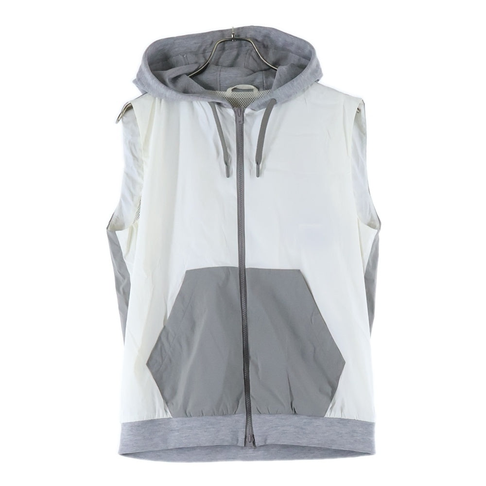 HERNO(ヘルノ) スウェット切り替え ナイロン フーデッド ジップアップ ベスト ホワイト/ベージュ GI000280U-12311S-1000