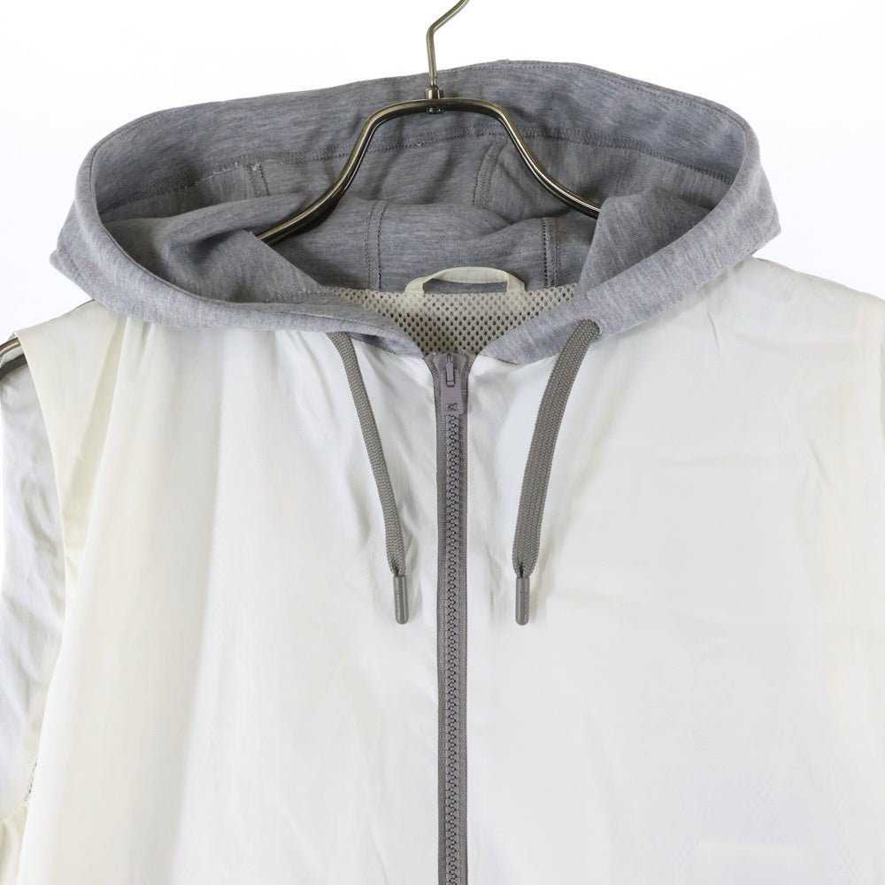 HERNO(ヘルノ) スウェット切り替え ナイロン フーデッド ジップアップ ベスト ホワイト/ベージュ GI000280U-12311S-1000