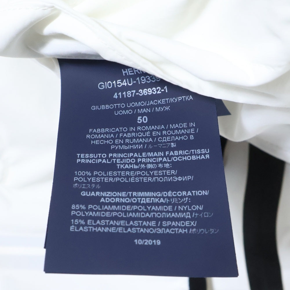 HERNO(ヘルノ) ウォーターレペレント ポリエステル ソリッド ダブルジップ ヨットパーカー フーデッド ナイロンジャケット ホワイト GI0154U-19339-1100