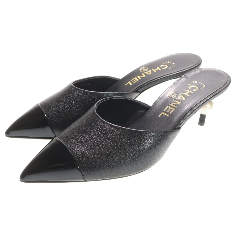 CHANEL(シャネル) ココマーク フェイクパールヒール レザーミュール