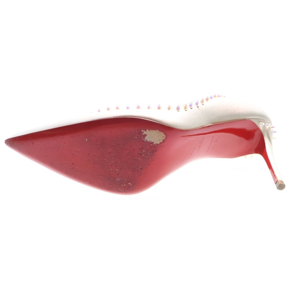 CHRISTIAN LOUBOUTIN(クリスチャンルブタン) アンジェリーナ オーロラ スパイクスタッズ レザー ポインテッドトゥ ヒール パンプス シューズ ホワイト レディース