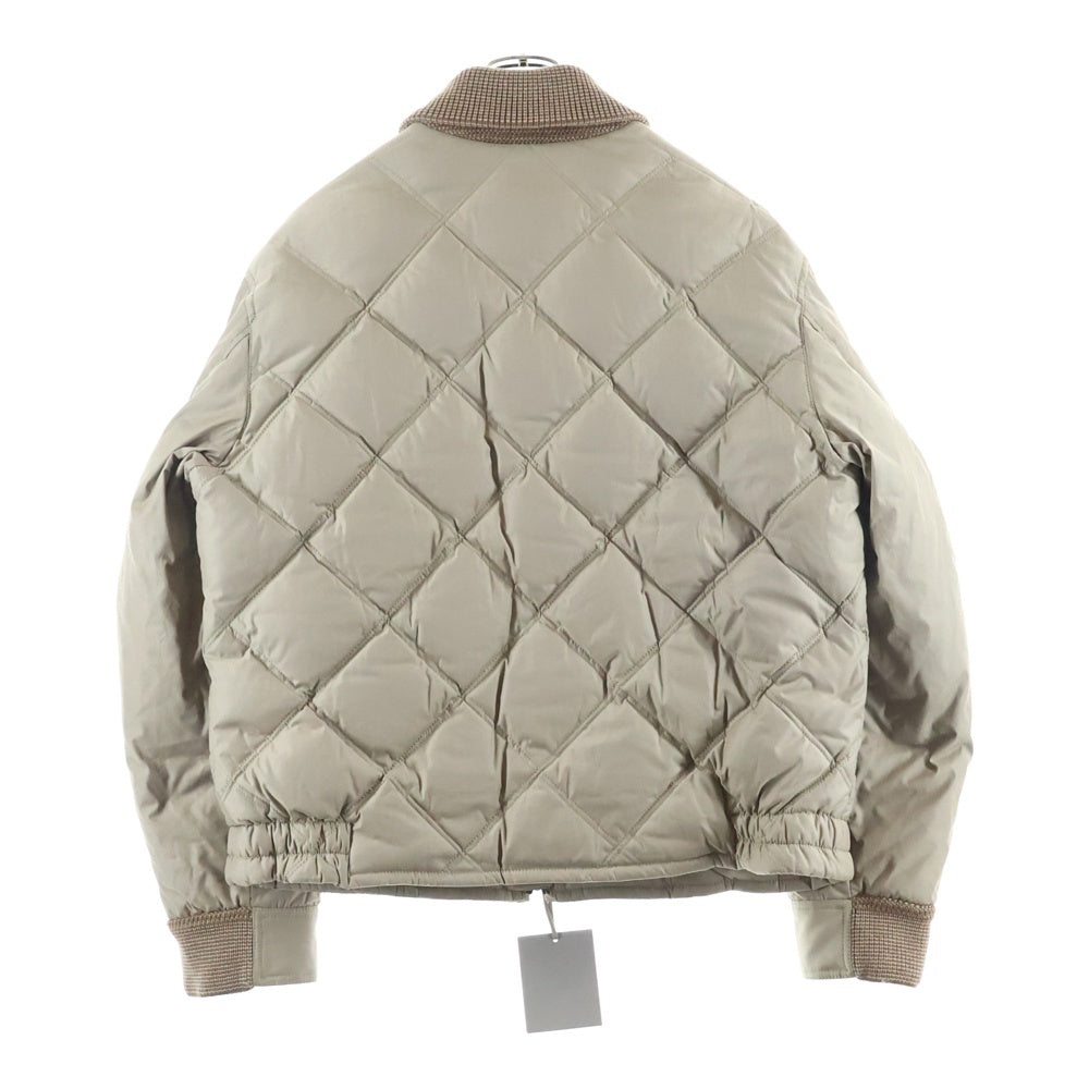 TOM FORD(トムフォード) スエードレザー切り替え キルティング リブカラー ジップアップ ダウンジャケット ブルゾン ベージュ BP057 TF054 M03