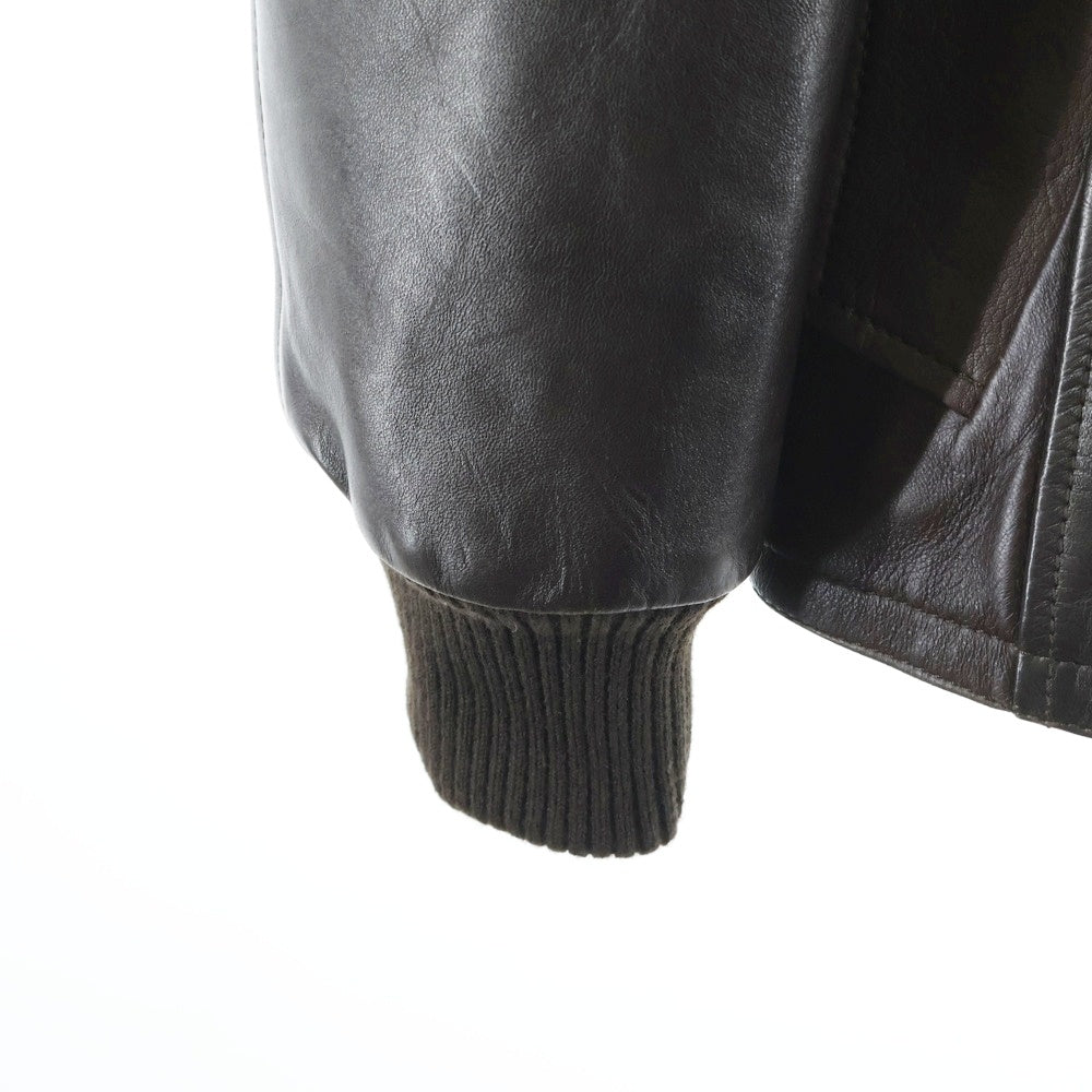 DOLCE & GABBANA(ドルチェアンドガッバーナ) ファーカラー ラムスキン レザー マルチポケット ジップアップ ジャケット ブラウン TLS19/9205