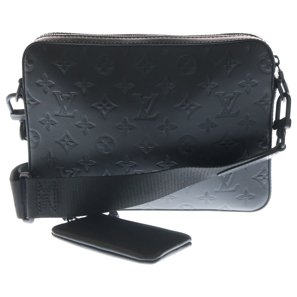 LOUIS VUITTON(ルイヴィトン) モノグラム シャドウ デュオ メッセンジャーバッグ ショルダーバッグ ブラック レザー M69827 ブラック金具 レディース