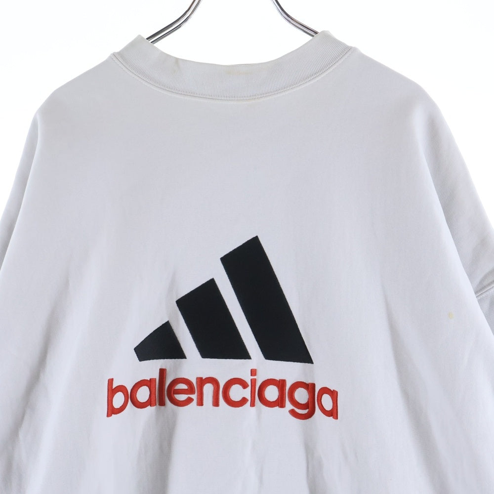 BALENCIAGA(バレンシアガ) 22AW ×adidas アディダス ロゴ刺繍 クルーネック プルオーバー スウェットトレーナー ホワイト 731777 レディース