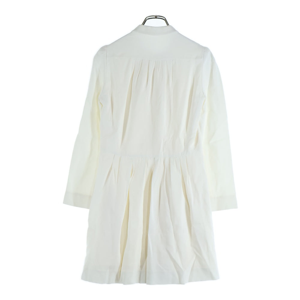 Chloe(クロエ) アセテート レーヨン スタンドカラー ダブルブレスト 長袖 ギャザー ミディアムワンピース ホワイト レディース 15HRO42-15H237