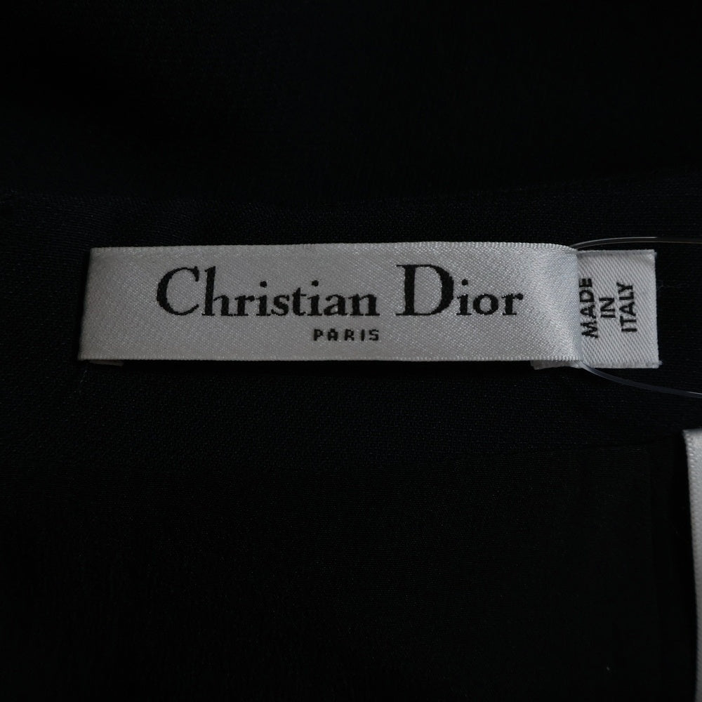 Christian Dior(クリスチャンディオール) シルク混 ウール フレア ロング スカート ブラック レディース 221J84S1166