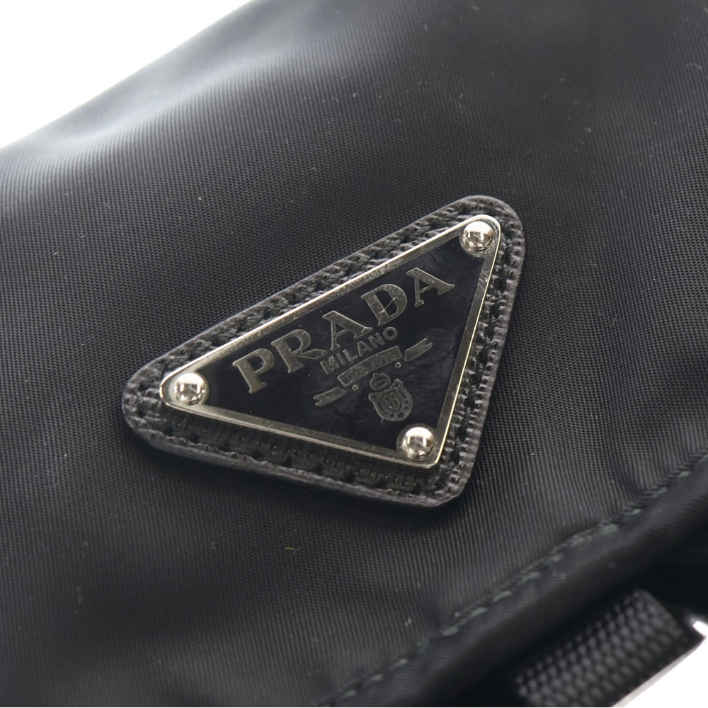 PRADA(プラダ) トライアングルロゴプレート テスートナイロン サフィアーノレザー ドローストリング バックパック リュックサック ブラック 1BZ005 レディース