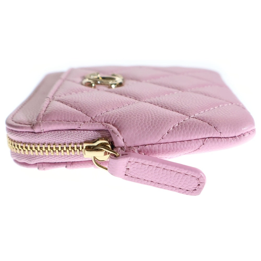 CHANEL(シャネル) マトラッセ ジップコインパース ピンク キャビアスキン ゴールド金具 レディース