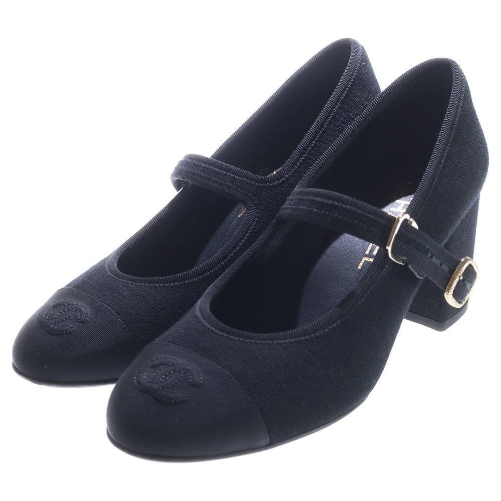 CHANEL(シャネル) パンプス メリージェーン ブラック キャンバス