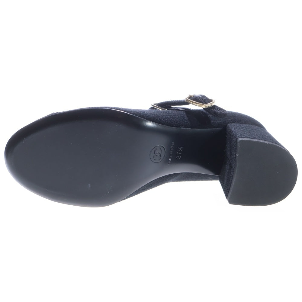 CHANEL(シャネル) パンプス メリージェーン ブラック キャンバス ヒール 靴 レディース