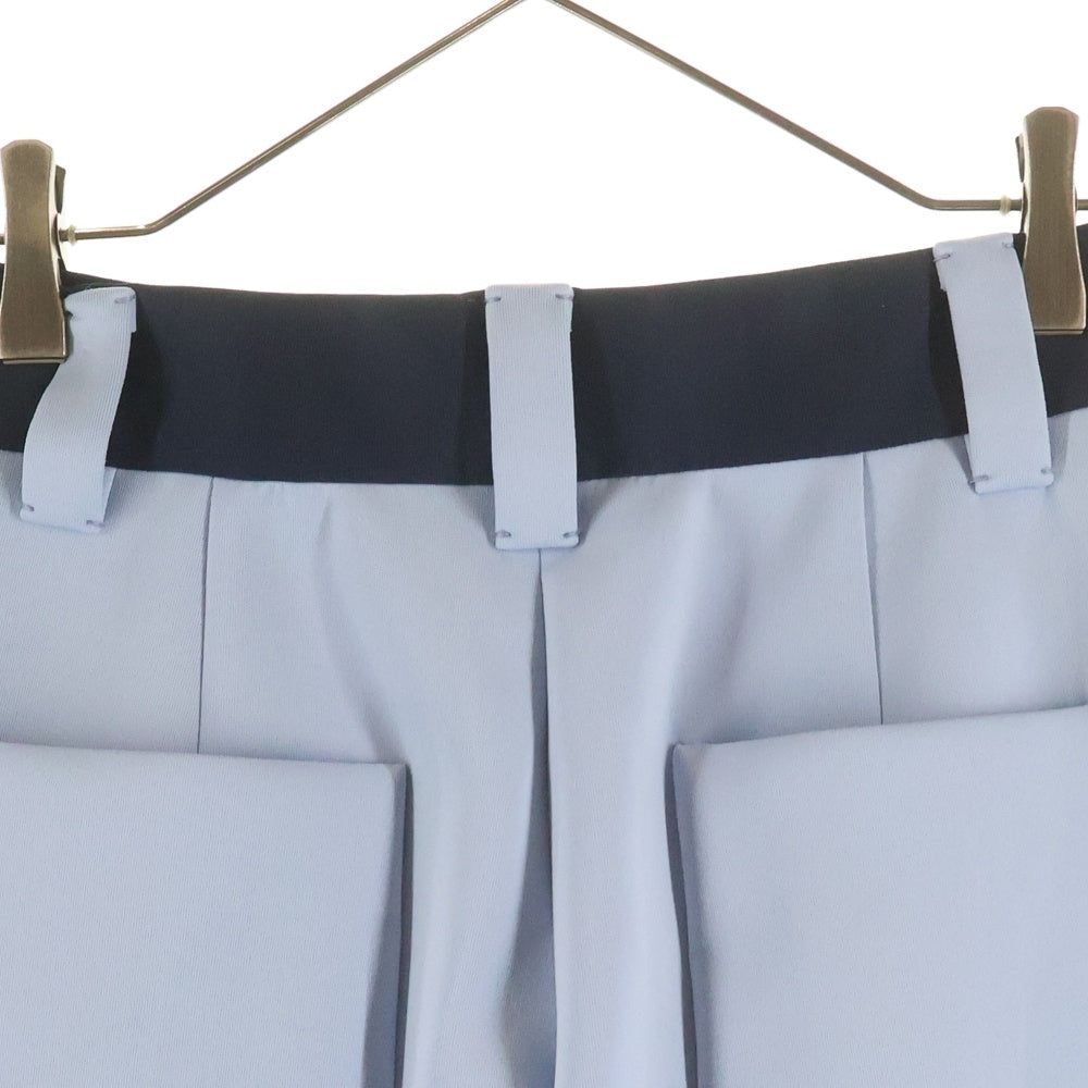 miumiu(ミュウミュウ) 18SS 裾フェザー ブーツカット フレア スラックスパンツ トラウザーズ ライトブルー レディース MP1296