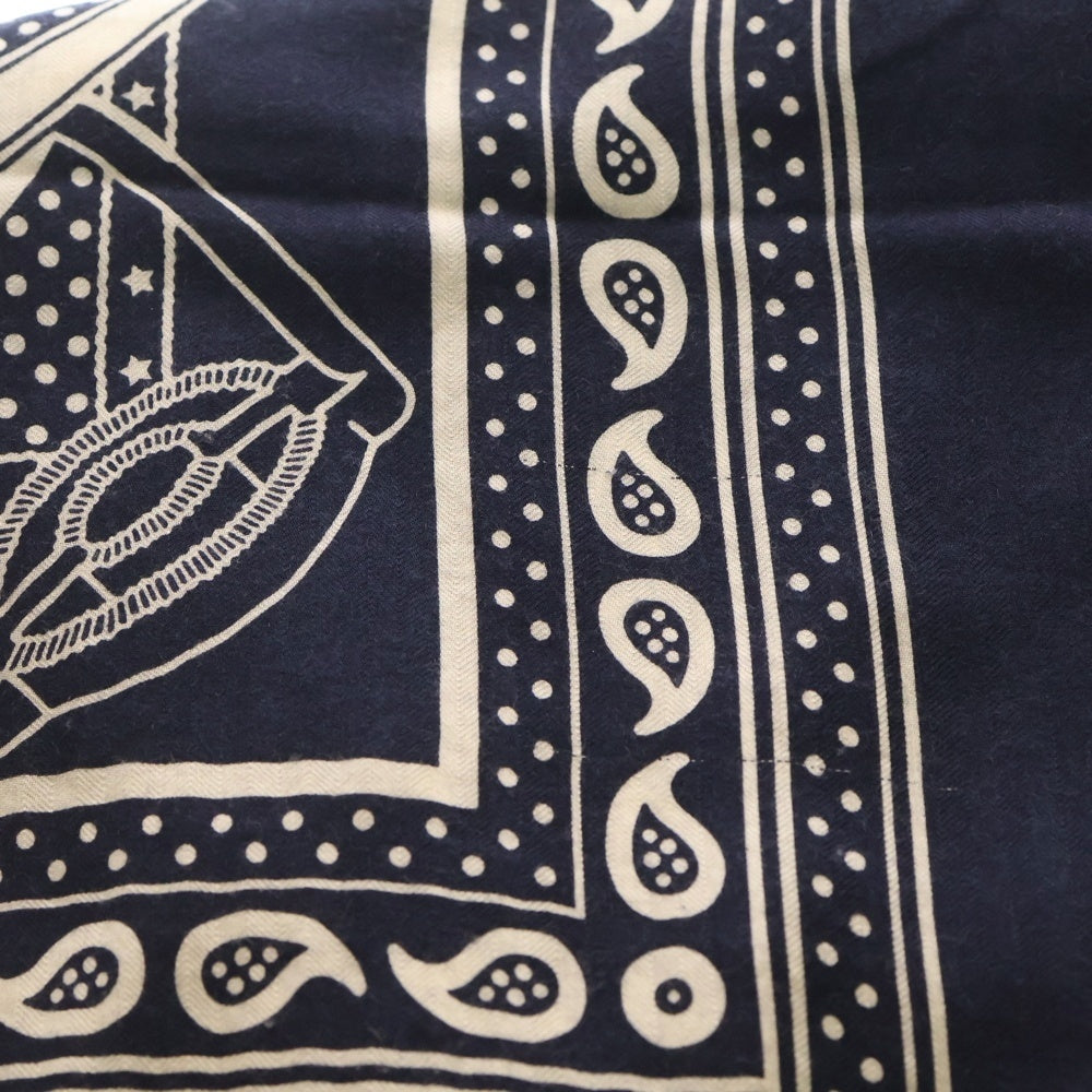 HERMES(エルメス) カレジェアン グランマネージュ スカーフ カシミヤ ネイビー×ホワイト レディース