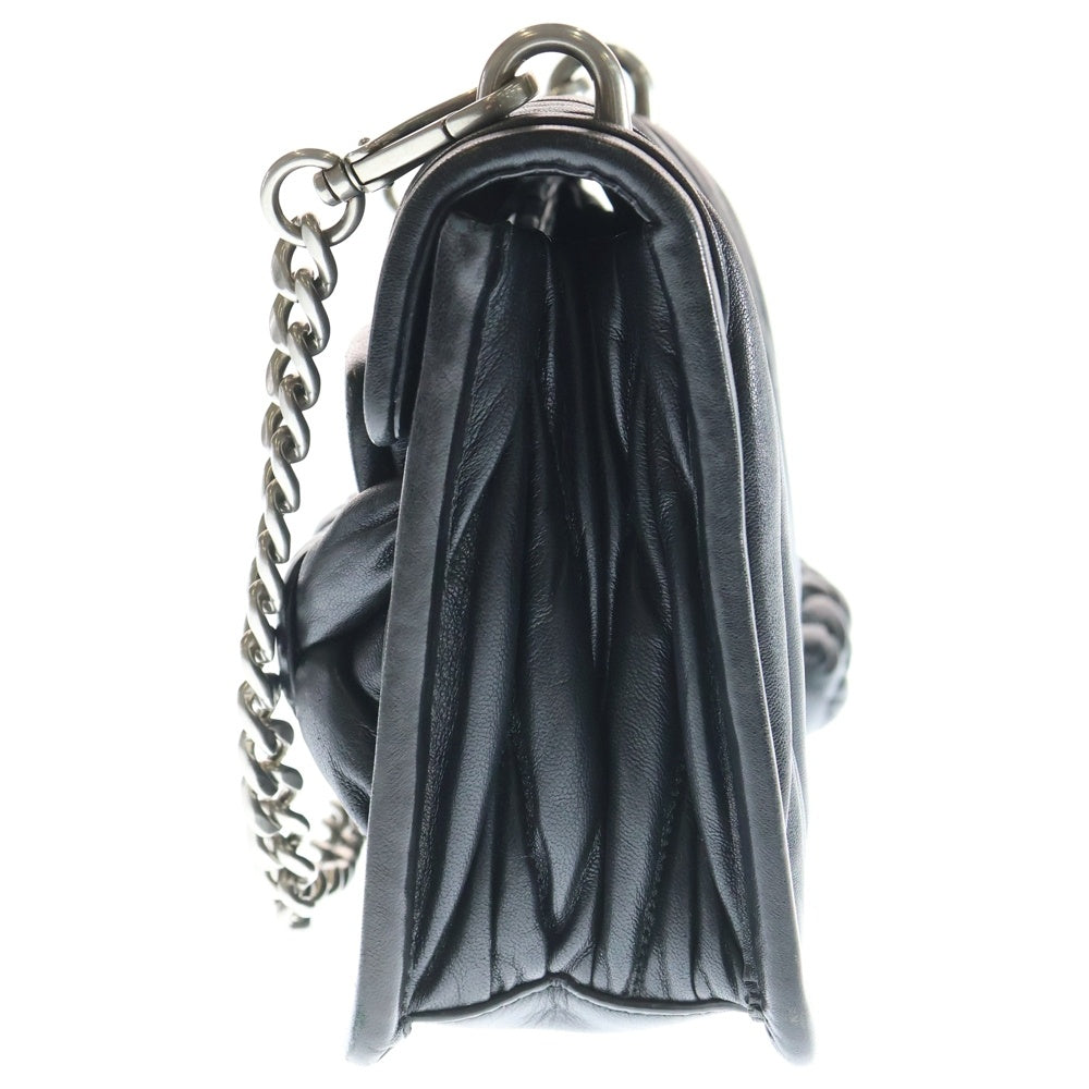 miumiu(ミュウミュウ) マテラッセ ツイスト チェーンショルダーバッグ ブラック レザー 5BD049 レディース