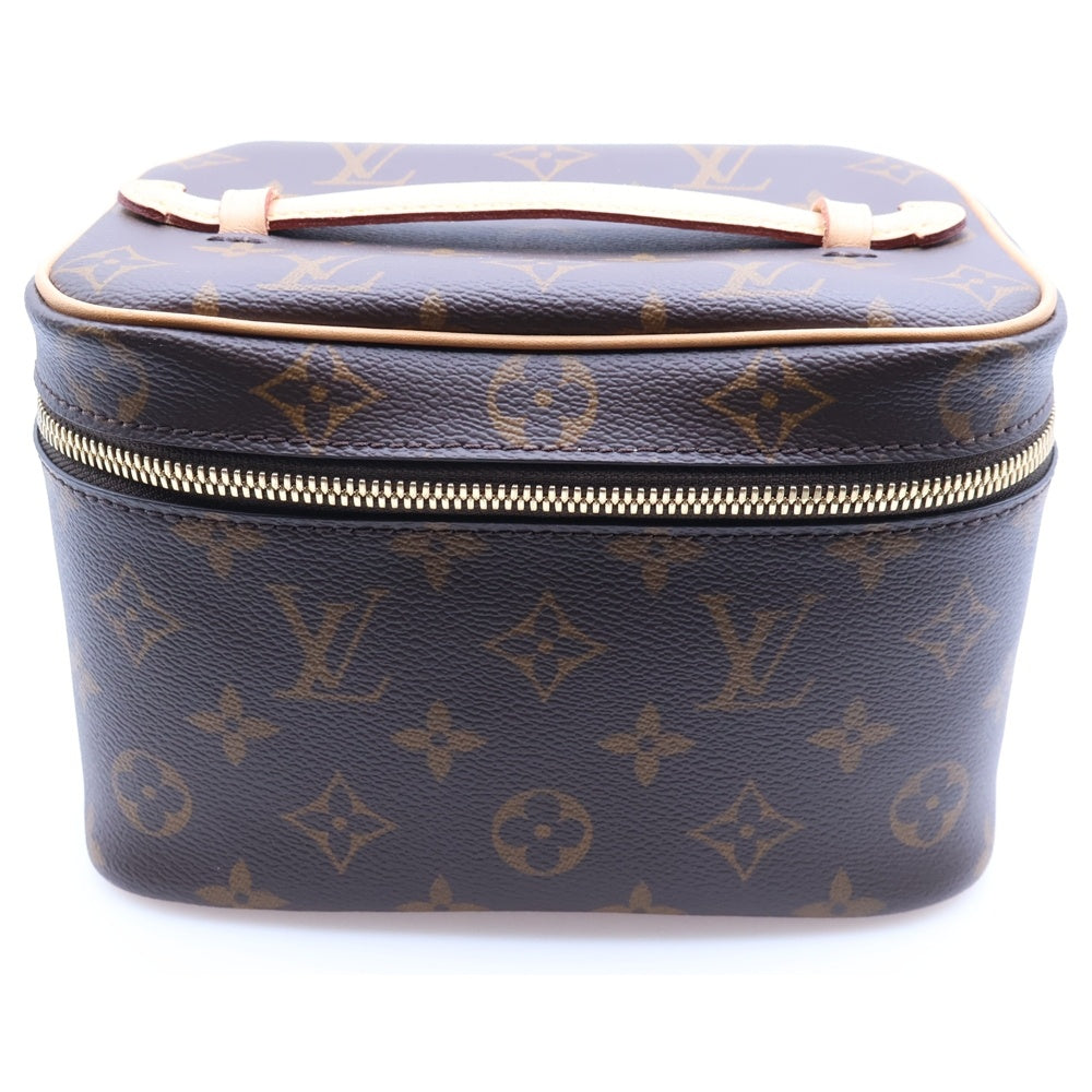 LOUIS VUITTON(ルイヴィトン) モノグラム ニースミニ バニティ メイクポーチ ケース ハンドバッグ ブラウン レザー×PVC M44495 ゴールド金具 レディース