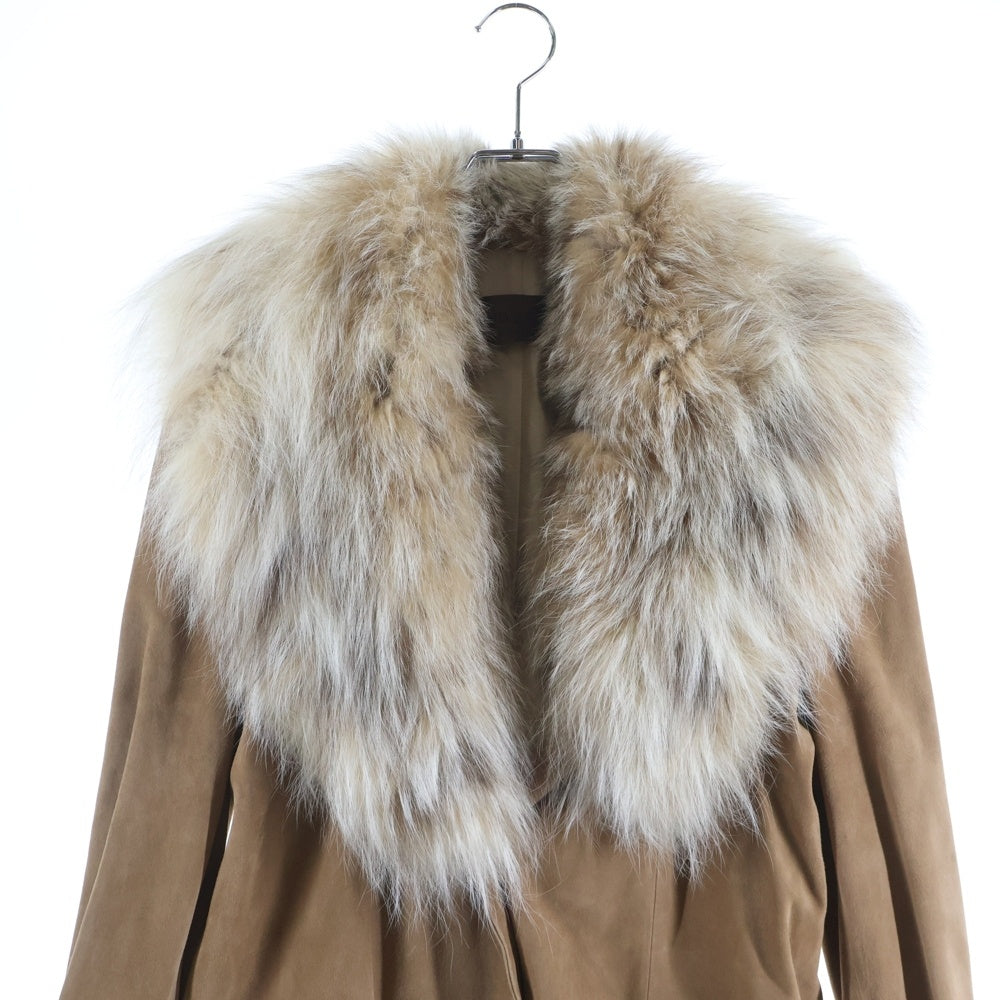 LOEWE(ロエベ) ラムウール スエードレザー ファーコート ベージュ