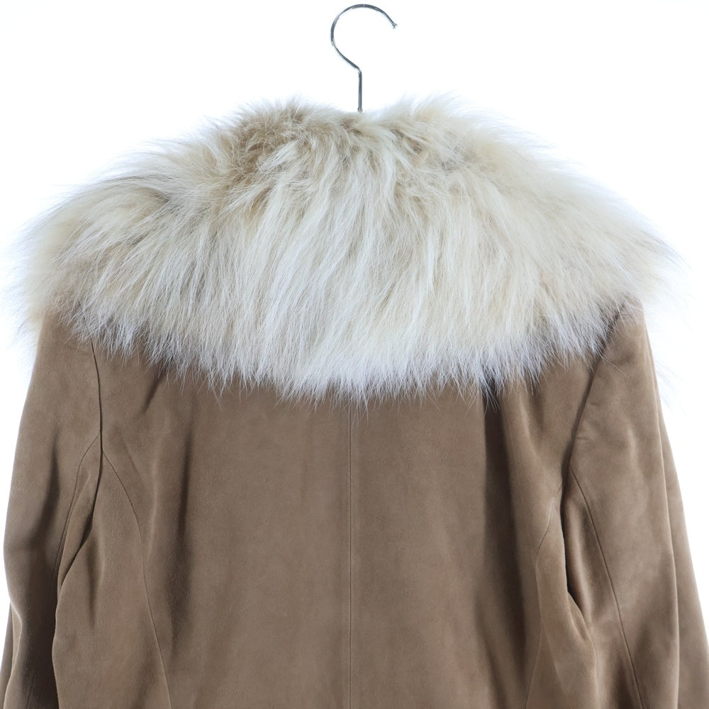 LOEWE(ロエベ) ラムウール スエードレザー ファーコート ベージュ
