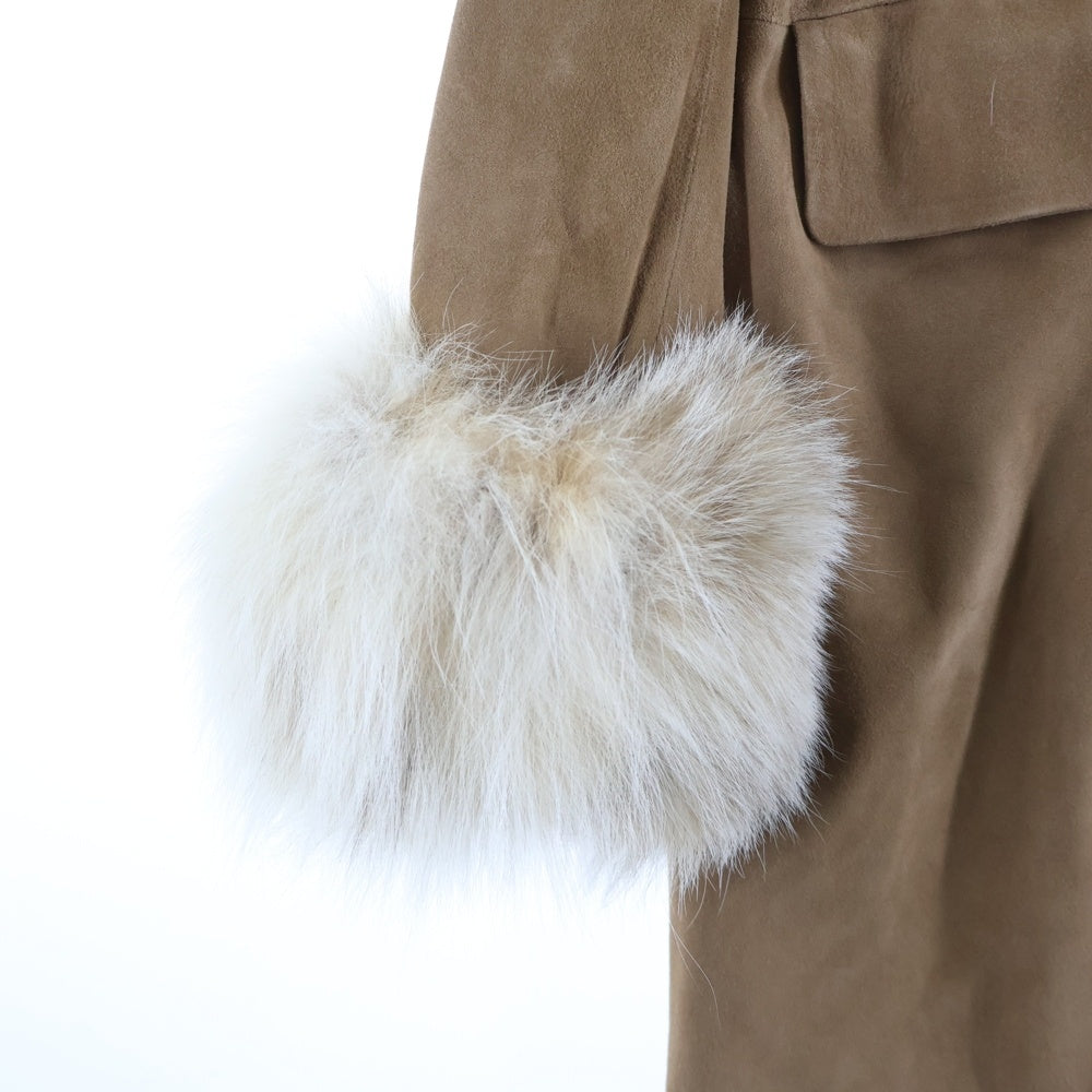 LOEWE(ロエベ) ラムウール スエードレザー ファーコート ベージュ