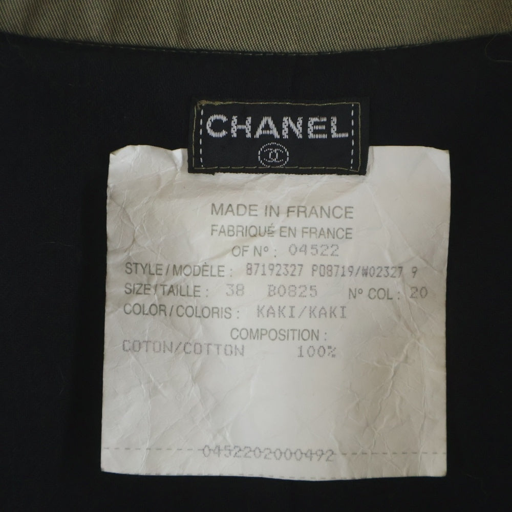 CHANEL(シャネル) ココマークボタン パイピングデザイン ダブルブレスト トレンチコート カーキ レディース P08719