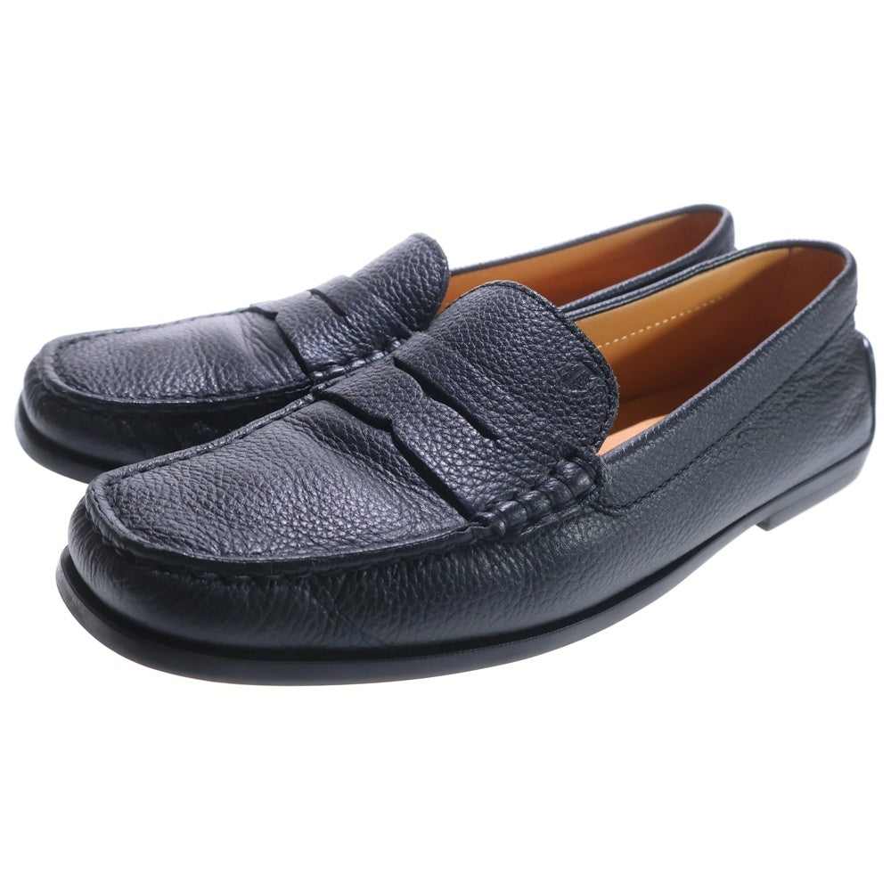 TOD'S(トッズ) レザー スクエアトゥ コイン ペニーローファー ローカット ドライビングシューズ ブラック レディース