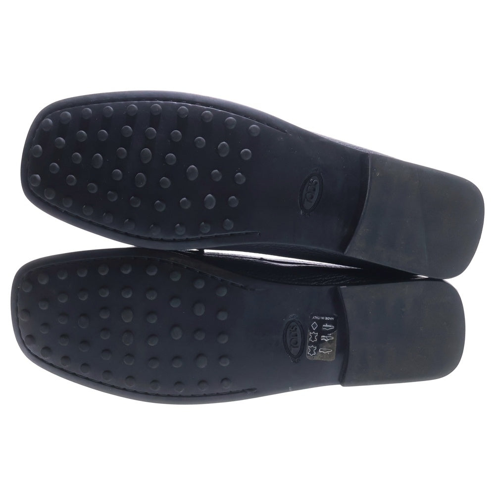 TOD'S(トッズ) レザー スクエアトゥ コイン ペニーローファー ローカット ドライビングシューズ ブラック レディース