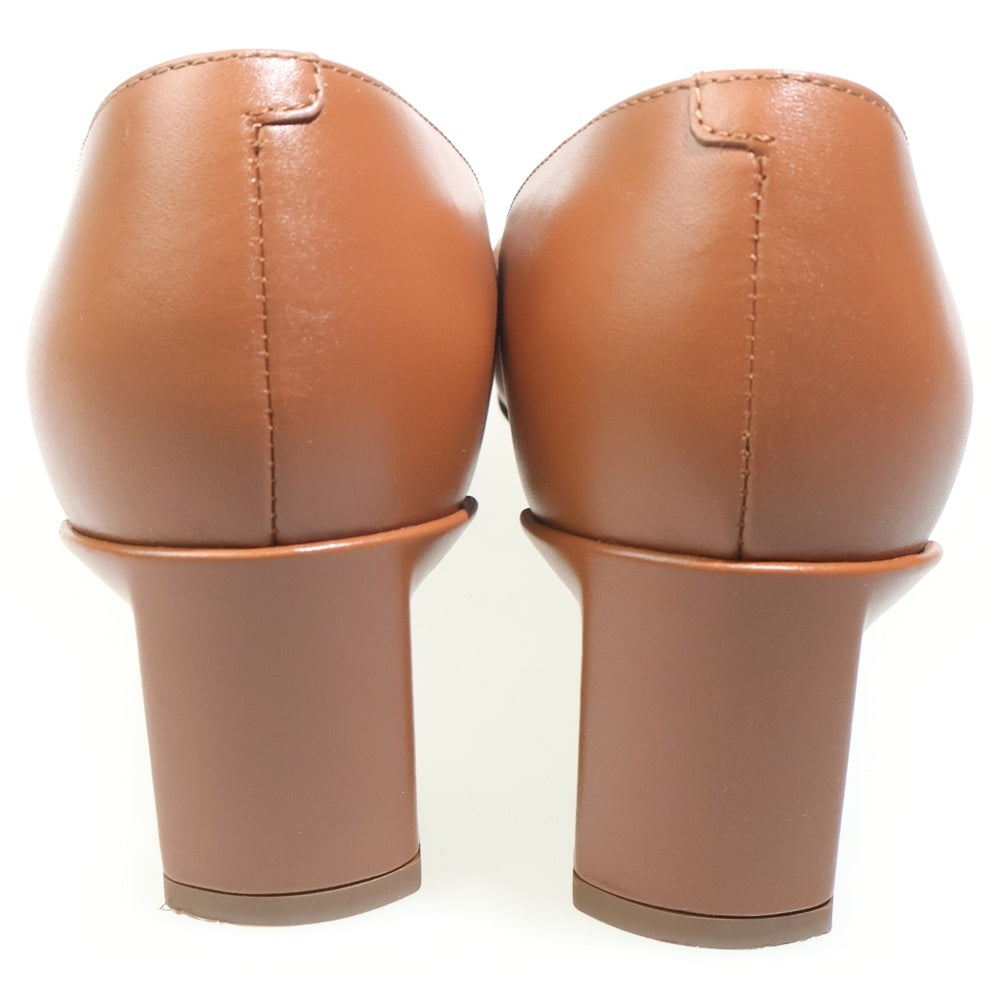 TOD'S(トッズ) ロゴプレート レザー ヒール ローカットシューズ ローファー レディース ブラウン