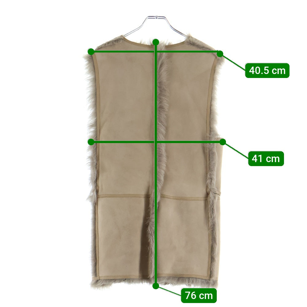 HERMES(エルメス) ムートン ラムスキン スエード コンビレザー ボアライニング ベスト ベージュ レディース