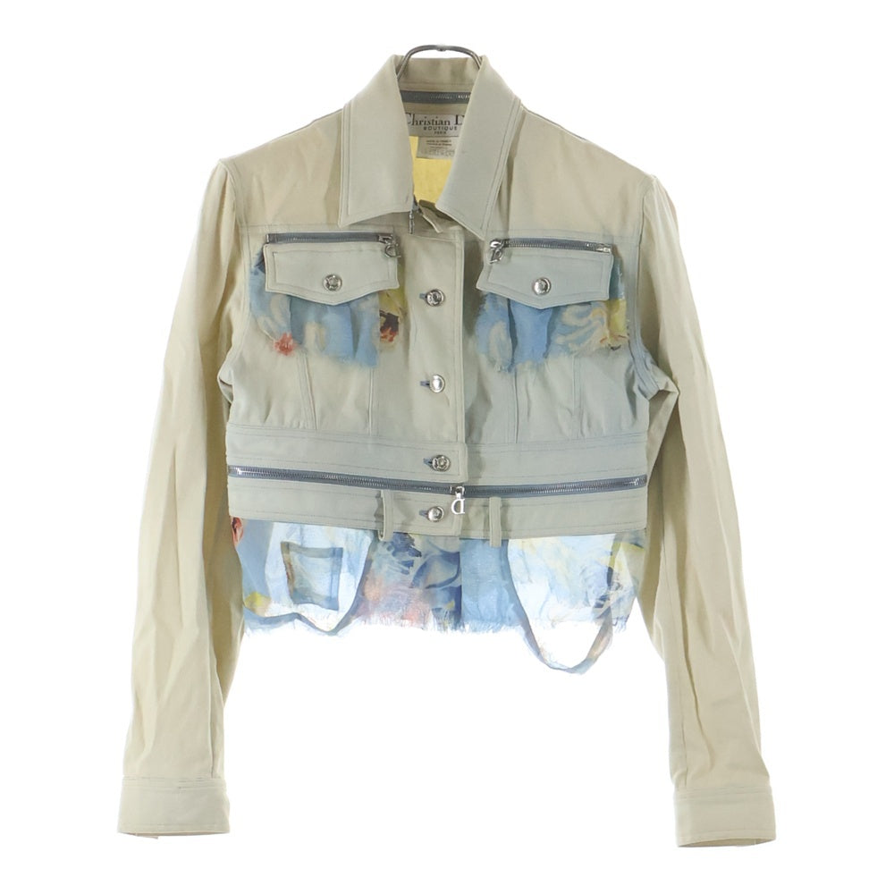 Christian Dior(クリスチャンディオール) × John Galliano ジョンガリアーノ シルクスカーフレイヤード ウォッシュ加工 デニム トラッカージャケット インディゴ レディース 1E12021111