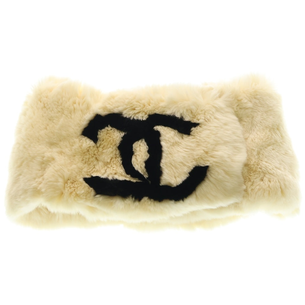 CHANEL(シャネル) ココマーク ラビットファー マフラー ショール アイボリー レディース