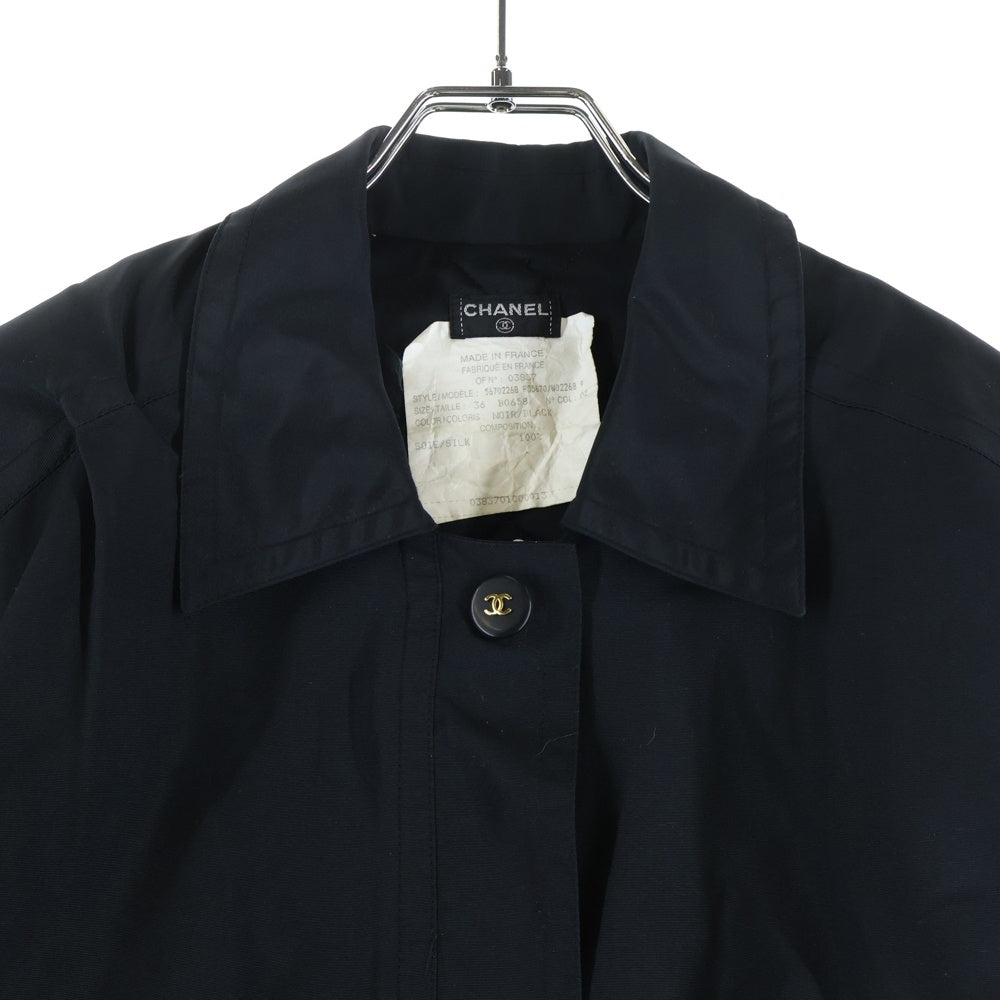 CHANEL(シャネル) ココマークボタン シルク 中綿 ジップアップ ジャケット ブラック P05670 レディース