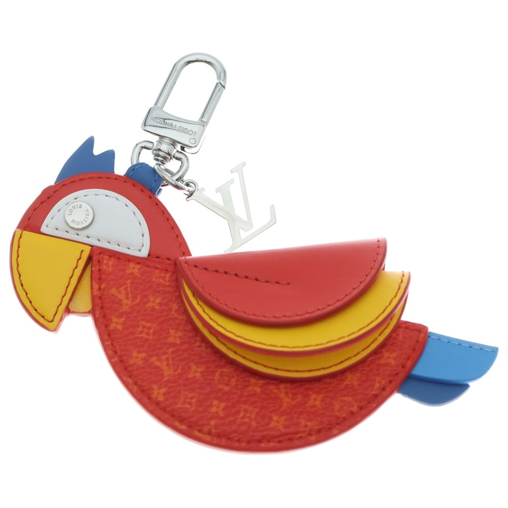 LOUIS VUITTON(ルイヴィトン) バッグチャーム LVパロット バッグチャーム キーリング キーホルダー レッド レザー M02556 シルバー金具 レディース
