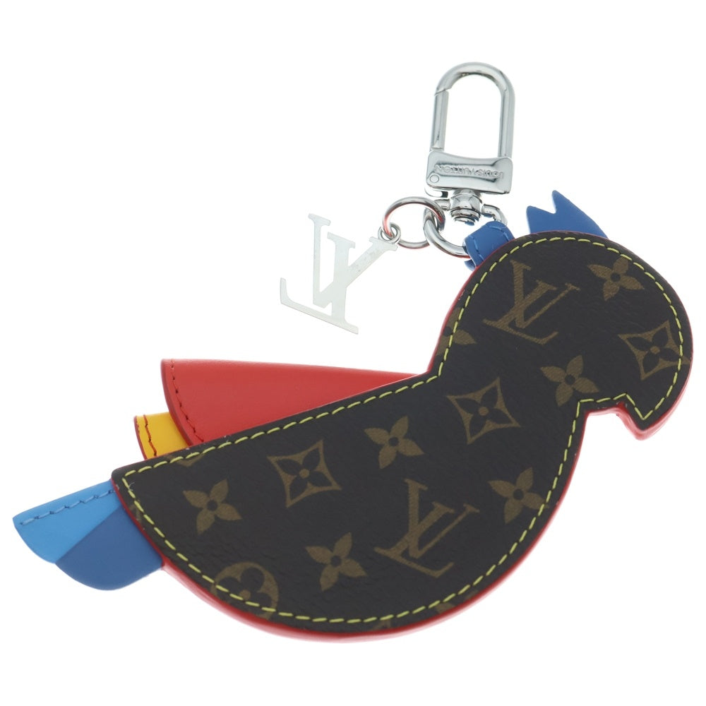 LOUIS VUITTON(ルイヴィトン) バッグチャーム LVパロット バッグチャーム キーリング キーホルダー レッド レザー M02556 シルバー金具 レディース