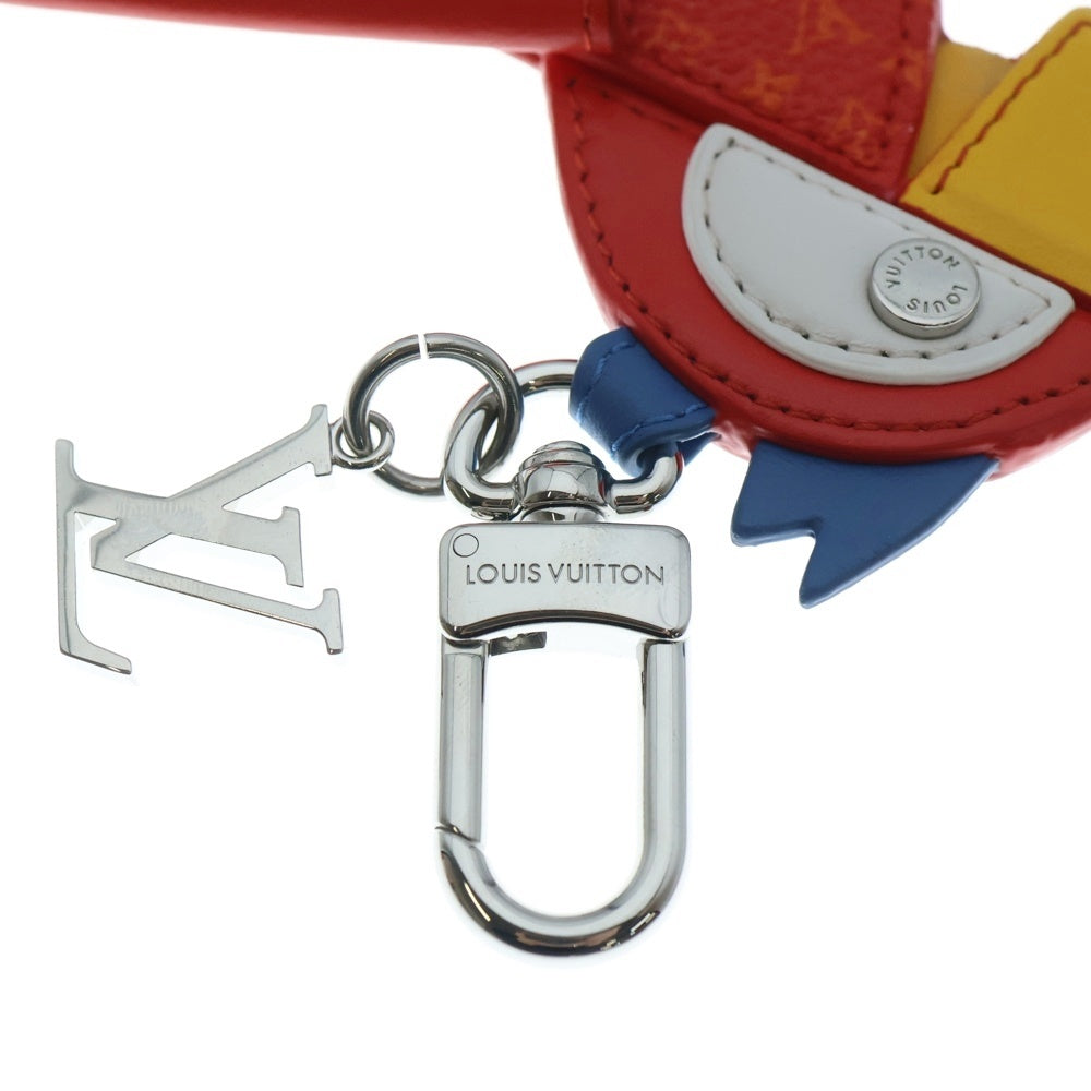 LOUIS VUITTON(ルイヴィトン) バッグチャーム LVパロット バッグチャーム キーリング キーホルダー レッド レザー M02556 シルバー金具 レディース