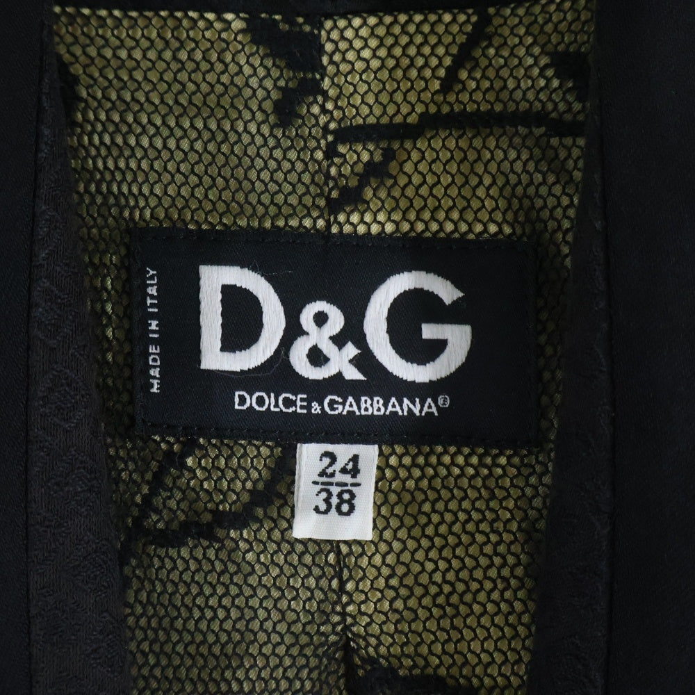 D&G(ディーアンドジー) 裏地レース総柄 ショールカラー 1B テーラードジャケット ブラック レディース