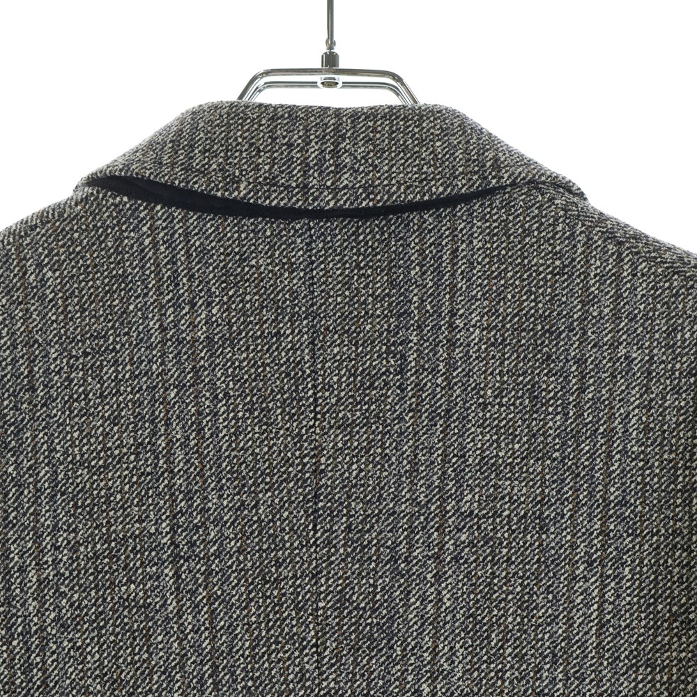 PRADA(プラダ) ウール ストライプ総柄 3B テーラードジャケット グレー レディース