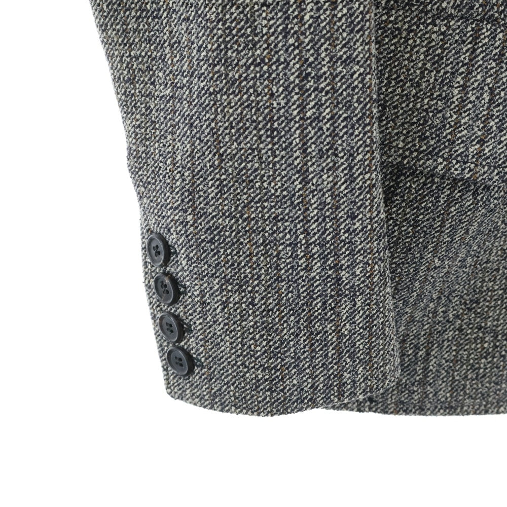 PRADA(プラダ) ウール ストライプ総柄 3B テーラードジャケット グレー レディース