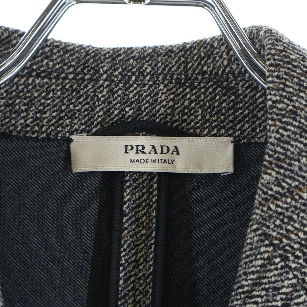 PRADA(プラダ) ウール ストライプ総柄 3B テーラードジャケット グレー レディース