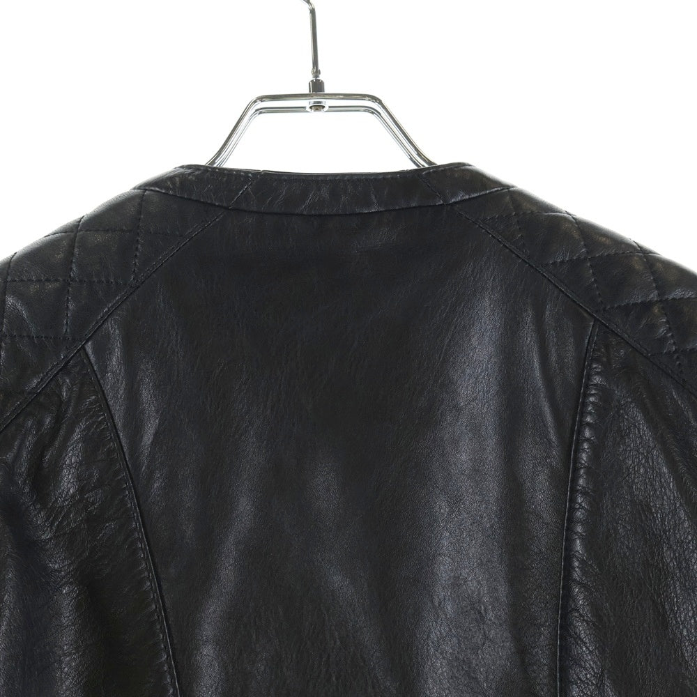 BALENCIAGA(バレンシアガ) ラムスキン レザー キルティング レースアップ ダブル ジップアップ ライダースジャケット ブラック レディース 264215