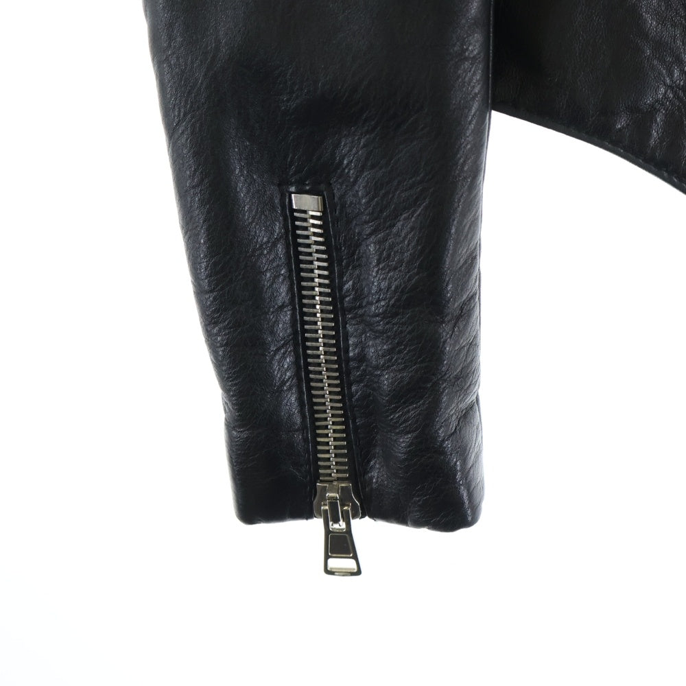 BALENCIAGA(バレンシアガ) ラムスキン レザー キルティング レースアップ ダブル ジップアップ ライダースジャケット ブラック レディース 264215