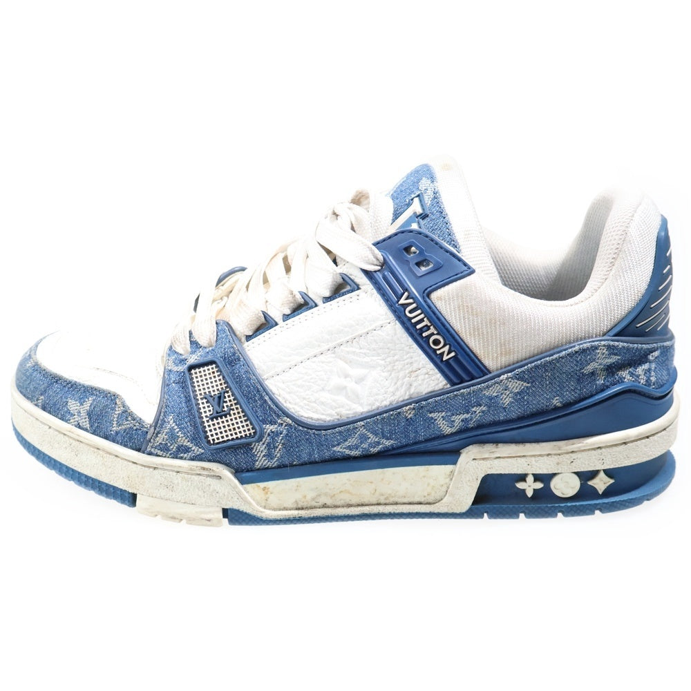 LOUIS VUITTON(ルイヴィトン) LVトレイナー ライン モノグラム デニム レースアップ ローカットシューズ スニーカー インディゴ/ホワイト 1A9JGB